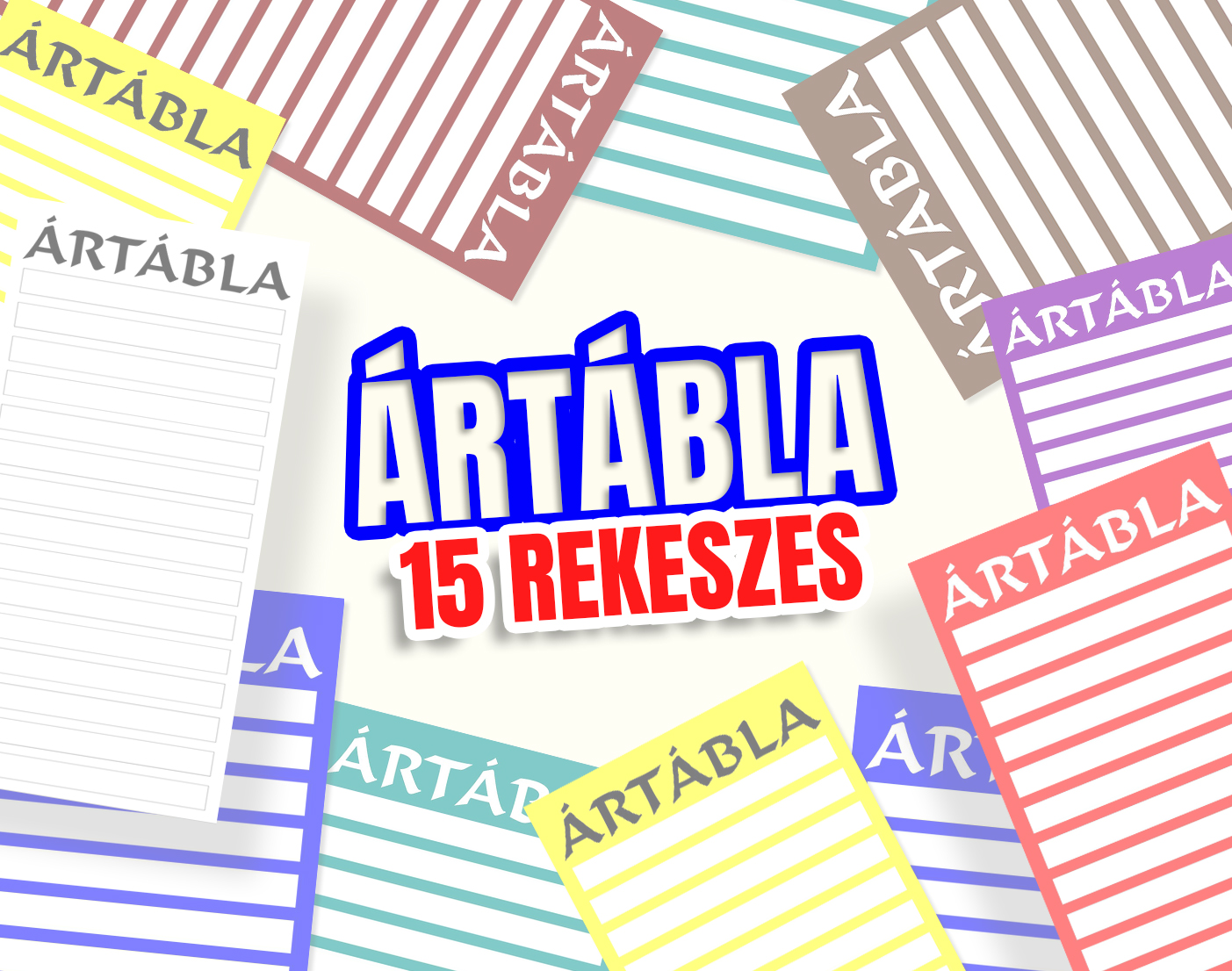 15 rekeszes árlap +1 cs.papír