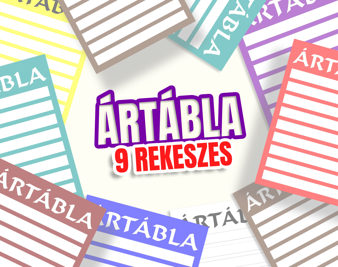 9 rekeszes árlap +1 cs.papír