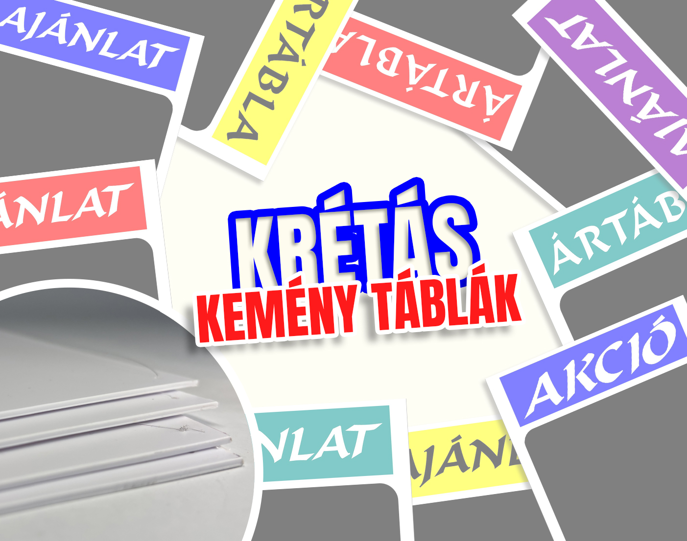 Krétával írható árlap (kemény-sima)