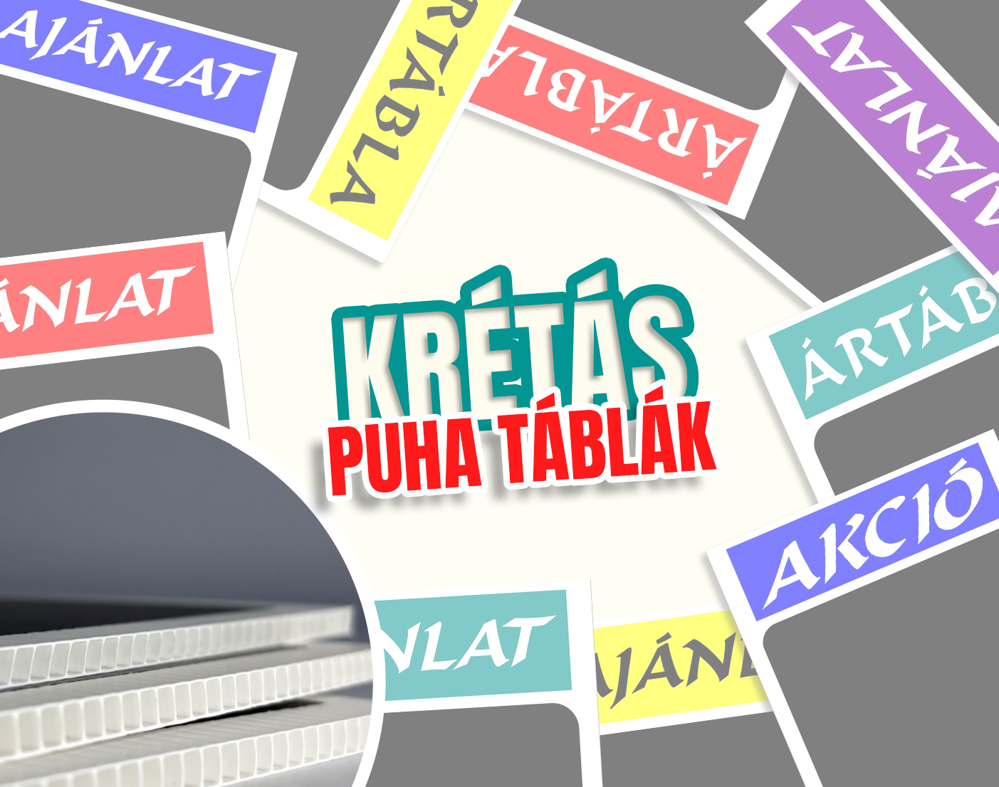 Krétával írható árlap (hullámos-puha)