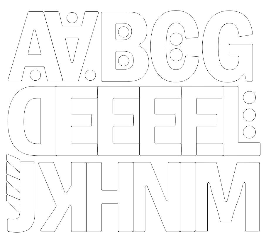 Öntapadós betűk ABC első fele - 5cm MATRICA