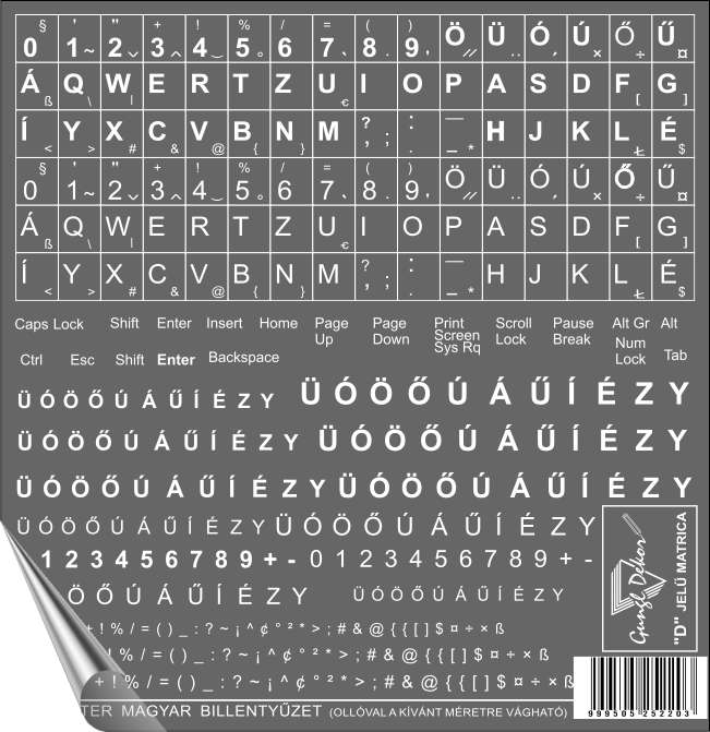 Magyar ékezetes computer billentyűzet MATRICA "D"