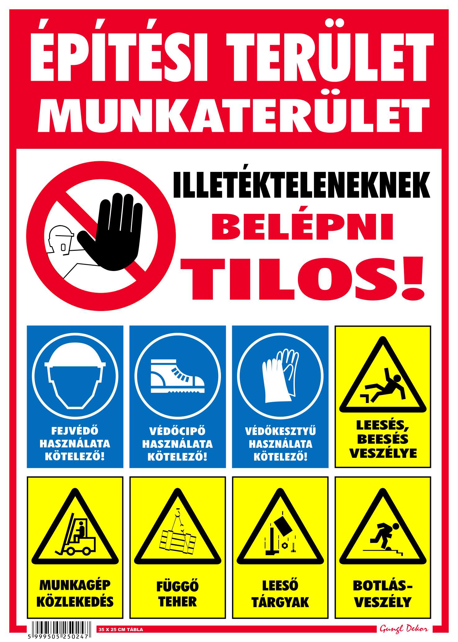 Építési terület piktogramos MATRICA "G"