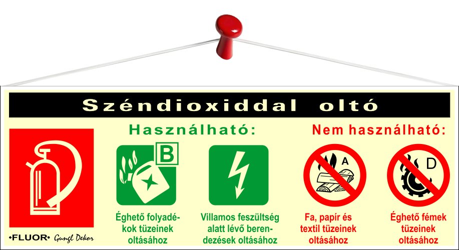Széndioxiddal oltó (Fluoreszkáló Tábla)