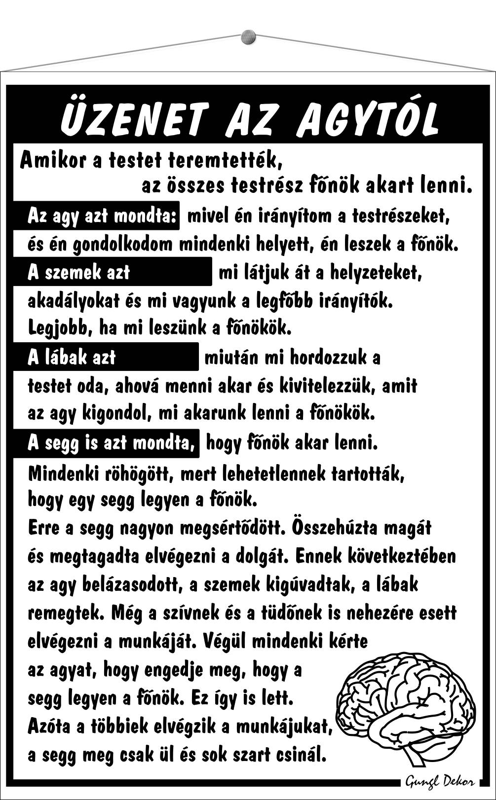 Üzenet az agytól HUMOROS TÁBLA